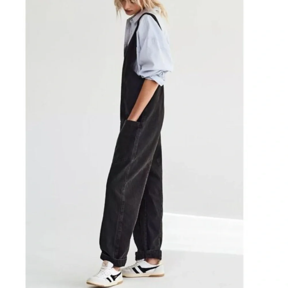 Free People High Roller Jumpsuit In Mineral Black Utility Suit Jumpsuit-kk23 - Picture 2 of 10